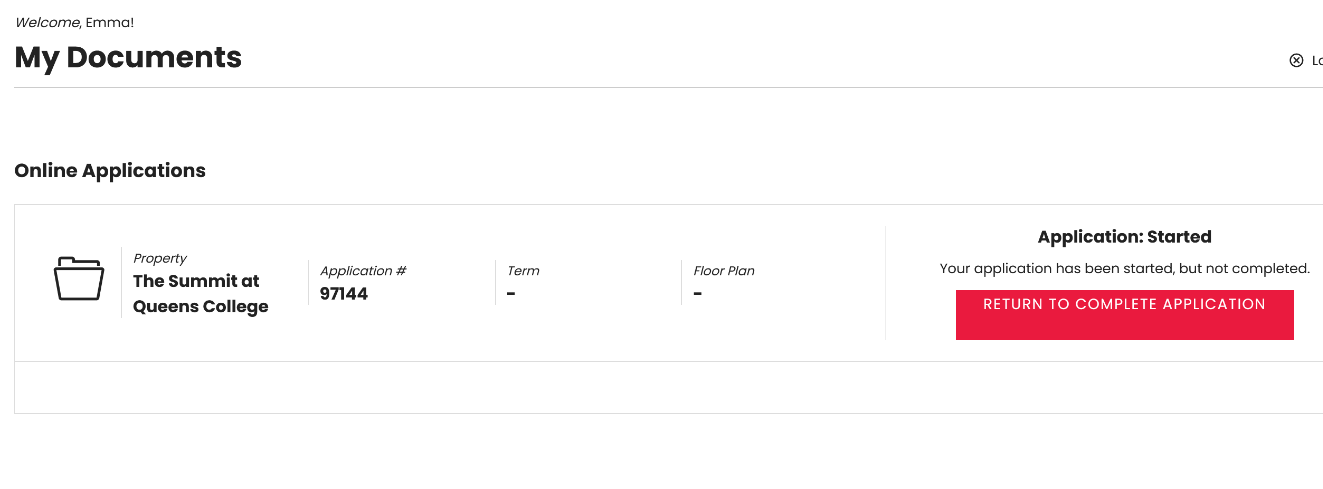 Housing Portal Page (Example):